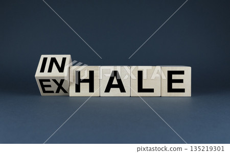 Cubes form words Inhale - Exhale. Extensive concept from meditation, yoga to medicine Cubes form words Inhale - Exhale. Extensive concept from meditation, yoga to medicine 135219301