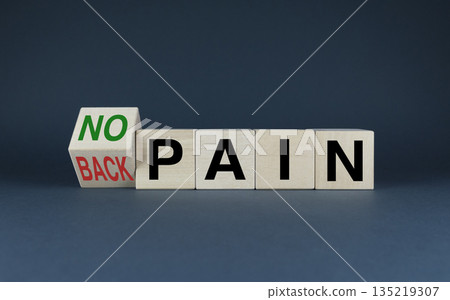 No pain or Back pain. The cubes form the choice words No pain or Back pain. 135219307