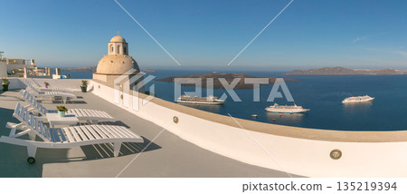 Daytime View of Fira on Santorini, Greece 135219394