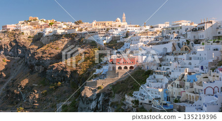 Daytime View of Fira on Santorini, Greece 135219396
