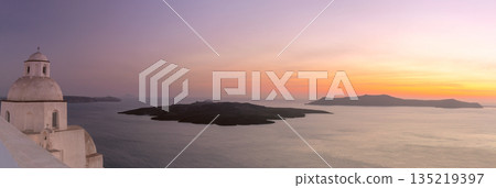 Sunset View of Caldera from Santorini, Greece Sunset View of Caldera from Santorini, Greece 135219397