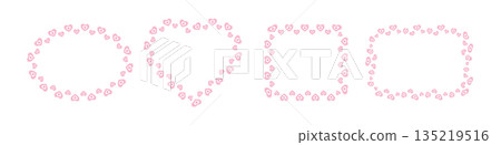 Geometric frames with soft blurred heart shapes. Romantic illustration for text, greeting cards and invitations for Valentine Day, Mothers Day and Women Day. Decorative border design. Geometric frames with soft blurred heart shapes. Romantic illustration for text, greeting cards and invitations for Valentine Day, Mothers Day and Women Day. Decorative border design. 135219516