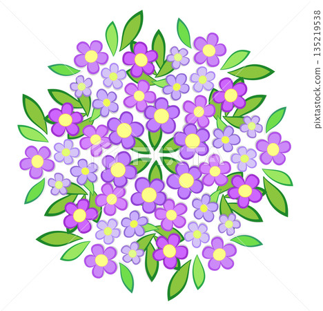 Flowers in shadows of violet Spring round ornament 135219538