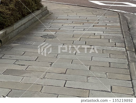 Quiet corner cobblestone walkway 135219892