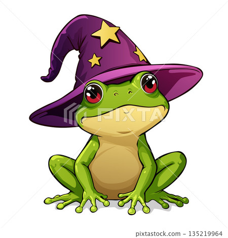 frog with purple magician hat frog with purple magician hat 135219964