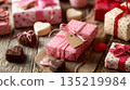 Valentine's Day chocolate gifts wrapped in warm light 135219984