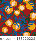 seamless pattern with orange poppies 135220228
