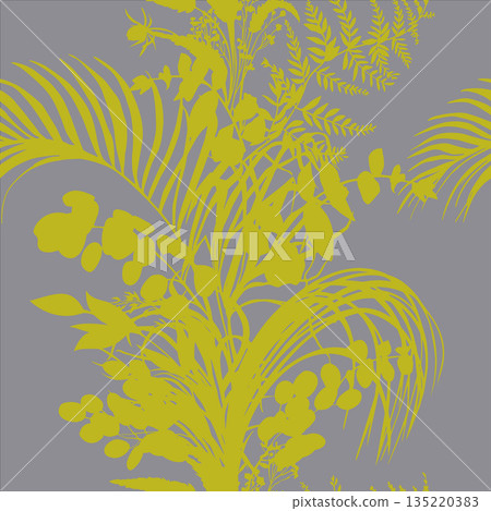 Seamless summer pattern with silhouettes of tropical leaves and branches for textile in vector 135220383