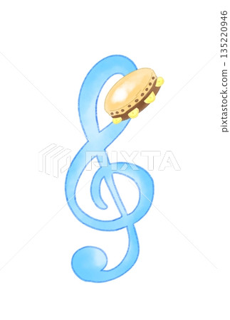 Musical notes with tambourine 135220946