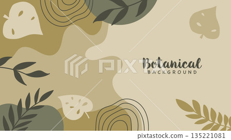 Green Bohemian Botanical Background for Greeting Card and Business Card.Vector Illustration 135221081