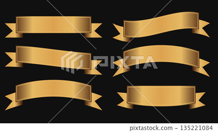 Gold Ribbon Set Premium Banner Collection.Vector Illustration Gold Ribbon Set Premium Banner Collection.Vector Illustration 135221084