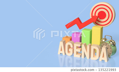 Agenda Growth Planning Concept with Target, Chart, and Alarm Clock 3d render. Agenda Growth Planning Concept with Target, Chart, and Alarm Clock 3d render. 135221993