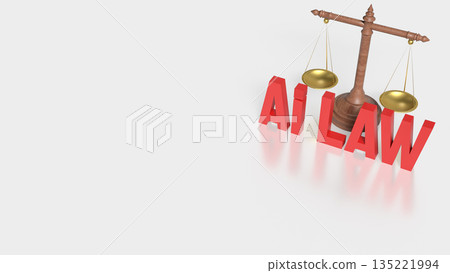 Artificial Intelligence and the Balance of Law 3d render. Artificial Intelligence and the Balance of Law 3d render. 135221994