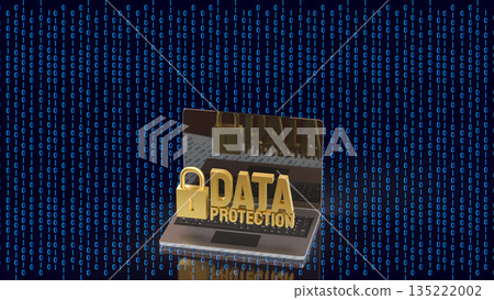Laptop Data Protection and Digital Cybersecurity Privacy Concept 3d render. Laptop Data Protection and Digital Cybersecurity Privacy Concept 3d render. 135222002