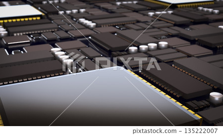 Advanced Microchip and Integrated Circuit Technology Background 3d render. Advanced Microchip and Integrated Circuit Technology Background 3d render. 135222007