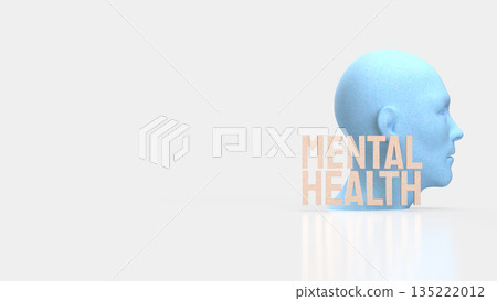 Mental Health Awareness Concept with Human Mind Profile Illustration 3d render. Mental Health Awareness Concept with Human Mind Profile Illustration 3d render. 135222012