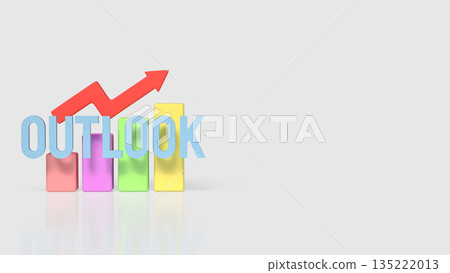 Positive Business Outlook Concept with Growth Chart and Upward Arrow 3d render. 135222013