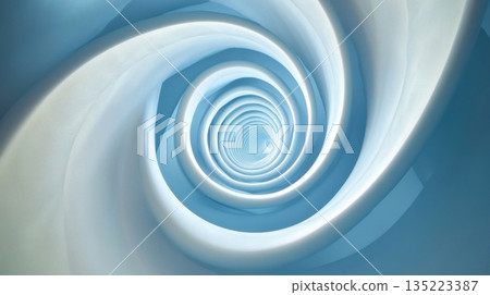 Swirling spiral pattern in soft blue tones creating a sense of depth and movement Swirling spiral pattern in soft blue tones creating a sense of depth and movement 135223387