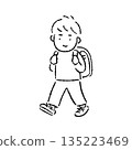 手繪黑白小學生 135223469