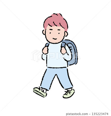 Hand-drawn male elementary school student Hand-drawn male elementary school student 135223474