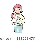 手繪母親抱著孩子 135223475