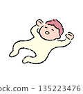 手繪嬰兒仰面睡覺 135223476