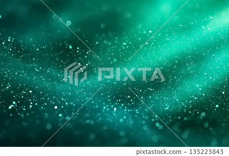 綠色背景特效素材，綠色光粒子神奇地擴散開來 135223843