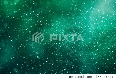 綠色背景特效素材，綠色光粒子神奇地擴散開來 135223844