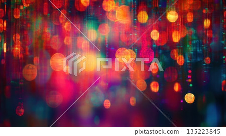 Vibrant abstract lights create a magical atmosphere in a colorful display of bokeh effects at night 135223845