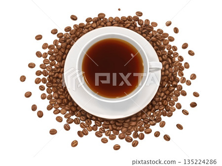 Coffee and coffee beans Coffee and coffee beans 135224286