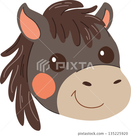 black horse cartoon friendly 135225920