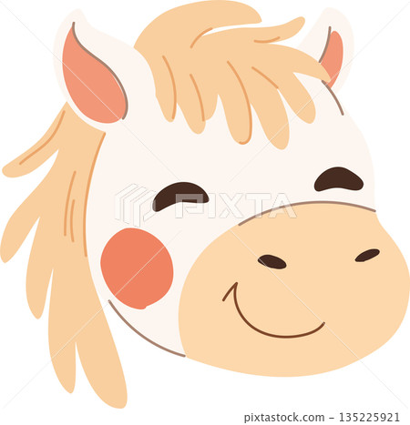 cute white horse cartoon illustration smiling animal character for kids 135225921