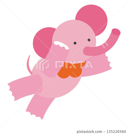一幅可愛的小像在天空中飛翔的插圖 135226560