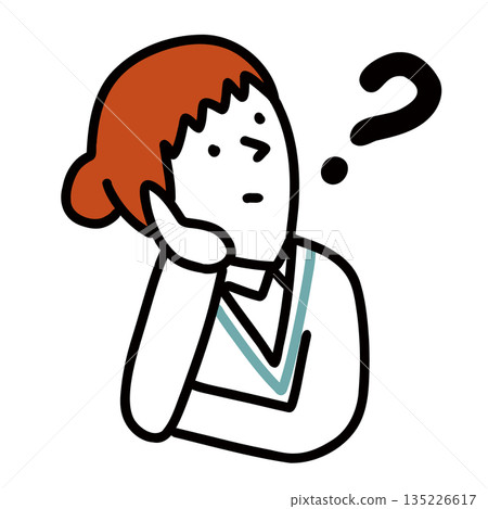 Illustration icon of a junior high and high school student wearing a uniform - A girl thinking Illustration icon of a junior high and high school student wearing a uniform - A girl thinking 135226617