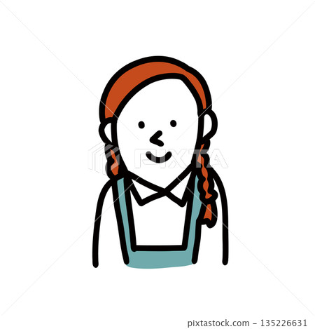 Illustration icon of a girl wearing a private elementary school uniform Illustration icon of a girl wearing a private elementary school uniform 135226631