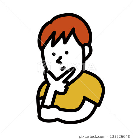 兒童插畫圖示:正在思考的小學生 兒童插畫圖示:正在思考的小學生 135226648