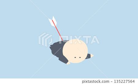 Business image illustration_A businessman hit by an arrow and falls 135227564