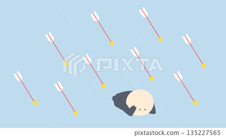 Business image illustration_Businessman protecting himself from a rain of arrows 135227565