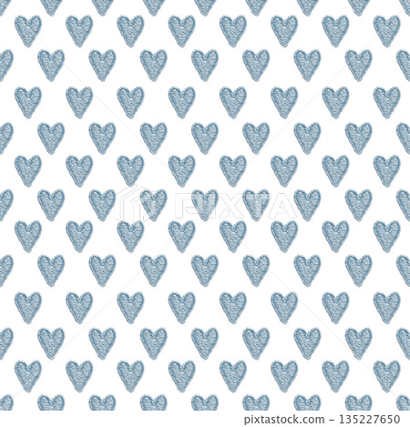 [Blue mini heart seamless pattern] Hand embroidery illustration material 135227650