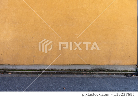 street wall background ,Industrial background, empty grunge urban street with warehouse brick wall 135227695