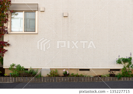 street wall background ,Industrial background, empty grunge urban street with warehouse brick wall 135227715