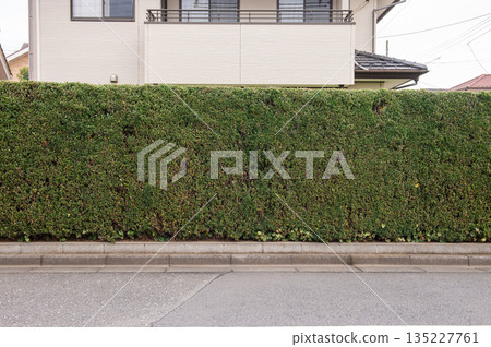 street wall background ,Industrial background, empty grunge urban street with warehouse brick wall 135227761