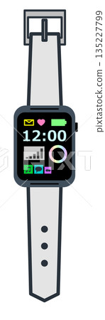 Illustration of a convenient smart watch that can also be used for health management and sending and receiving emails 135227799