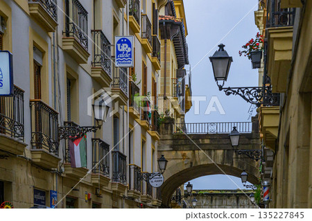 San Sebastian, Old Town, street, shops, midsummer, Spain 135227845