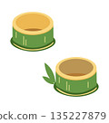 Illustration of a vessel made from cut bamboo 135227879