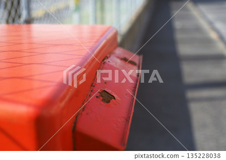 Red mailbox on the sidewalk Red mailbox on the sidewalk 135228038