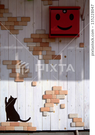 Stylish wall and mailbox Stylish wall and mailbox 135228047