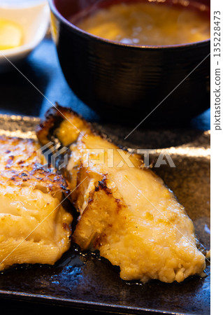 Delicious grilled silver cod in Kyoto style set meal Delicious grilled silver cod in Kyoto style set meal 135228473