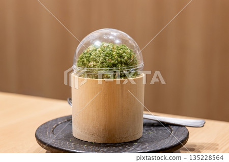 Potato salad that stands out in a black dish 135228564