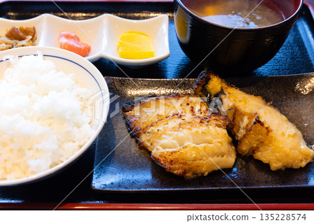 Delicious grilled silver cod in Kyoto style set meal 135228574